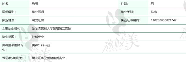 哈医 大二 院整形美容科马旭简介
