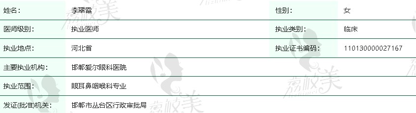 邯郸爱尔眼科医院李翠霞医生简介