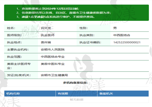 刘文龙医生执业信息