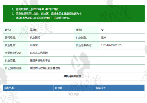 高建红医生执业信息