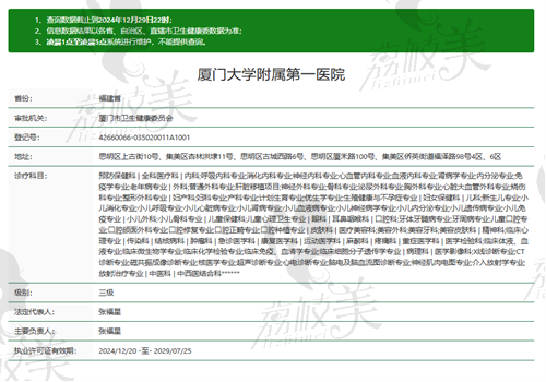 厦门大学附 属第 一医院眼科执业信息