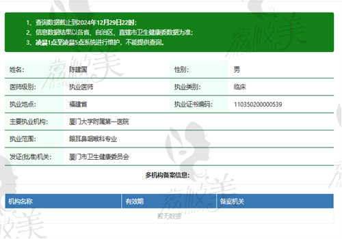 陈建国医生执业信息