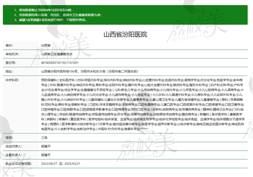 山西省汾阳医院眼科执业信息