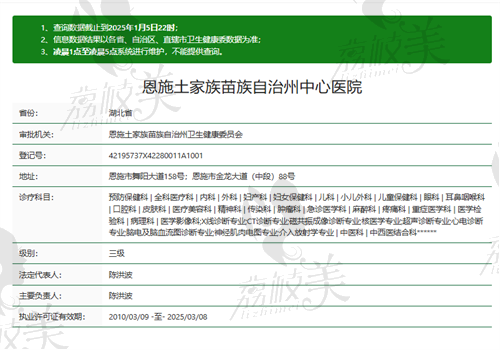 恩施土家族苗族自治州中心 医院眼科执业信息