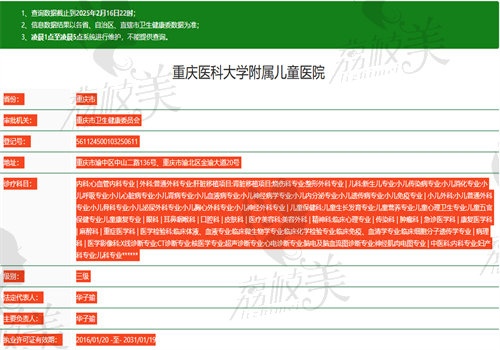 重庆 医 科 大学 附 属儿童 医 院眼科执业信息