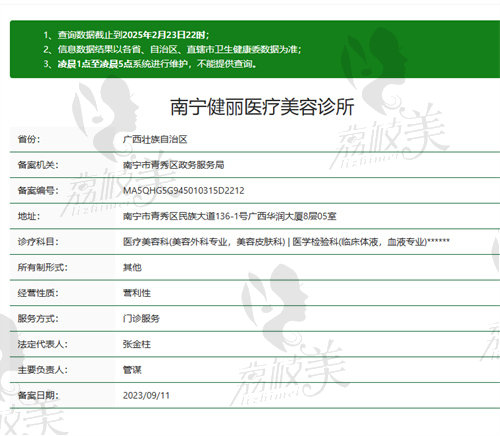 南宁健丽医疗美容诊所资质