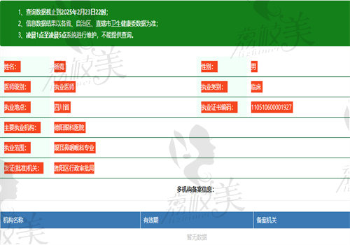 杨霓医生执业信息