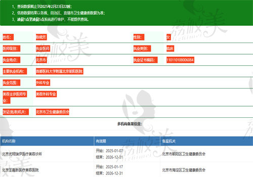 陈晓芳医生执业信息