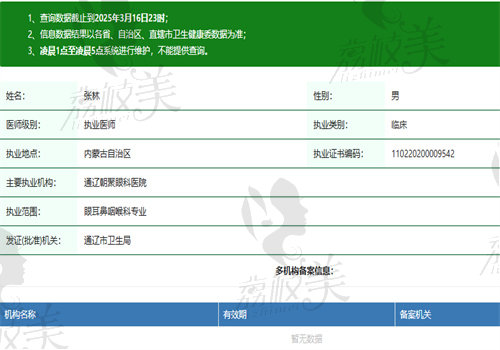 张林医生执业信息