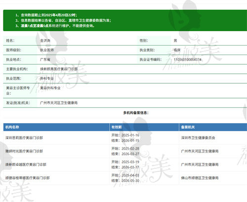 广州焕新颜医疗美容门诊部金洪尧
