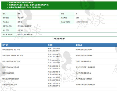常州金坛惠博口腔门诊部姚磊医生