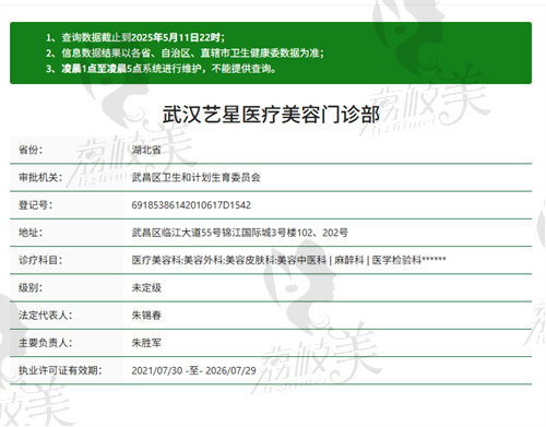 武汉艺星医疗美容门诊部（武昌院）