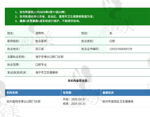 海宁牙博士口腔门诊部温晔晔