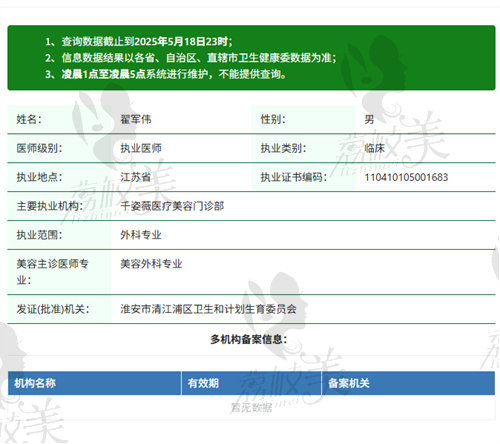 淮安千姿薇医疗美容门诊部翟军伟医生