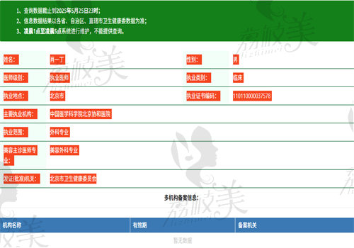 肖一丁医生执业信息