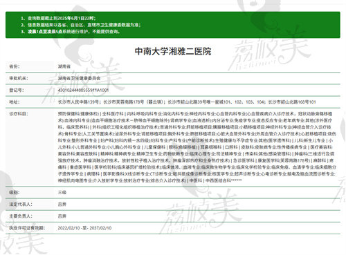 中南大学湘雅二医院资质