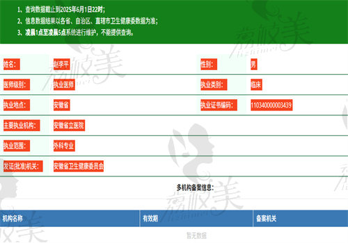 赵李平医生执业信息