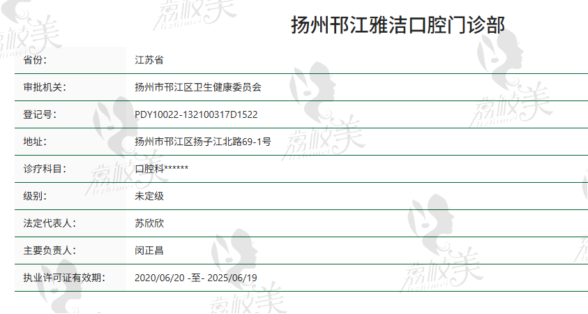 揚(yáng)州邪江雅潔口腔門診部